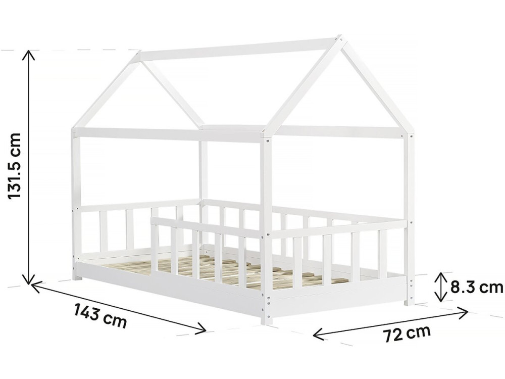 Lit cabane pour enfant "Mila" - 90 x 190 cm - Blanc