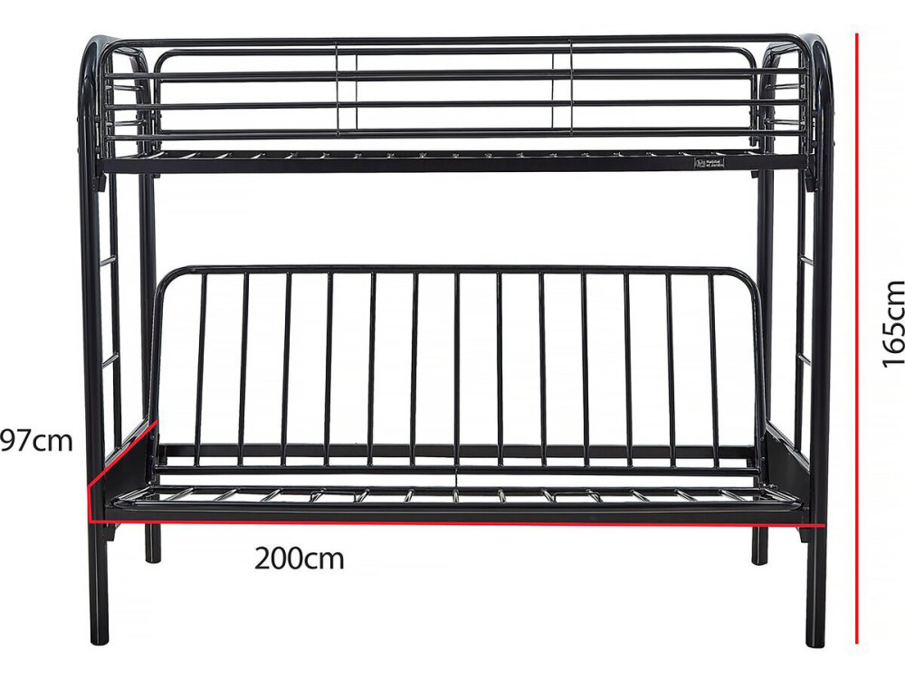 Lit mezzanine "POLO" - 90 x 190 cm - Noir