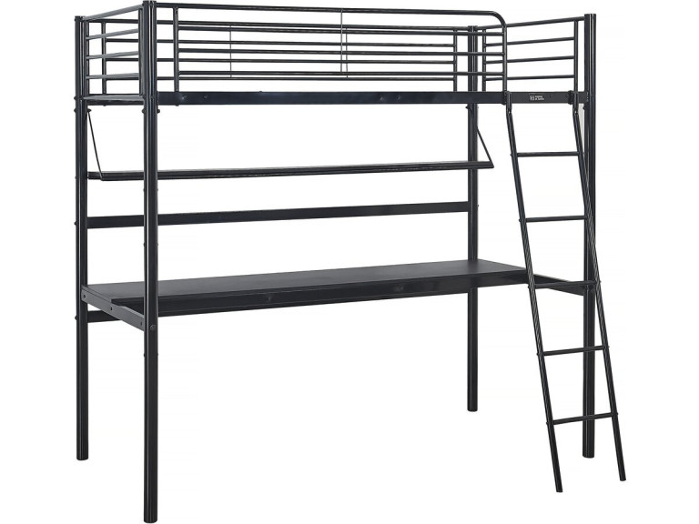 Lit mezzanine avec bureau "Alona" - 90 x 190 cm - Noir