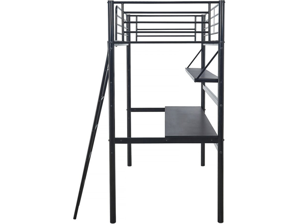 Lit mezzanine avec bureau "Alona" - 90 x 190 cm - Noir