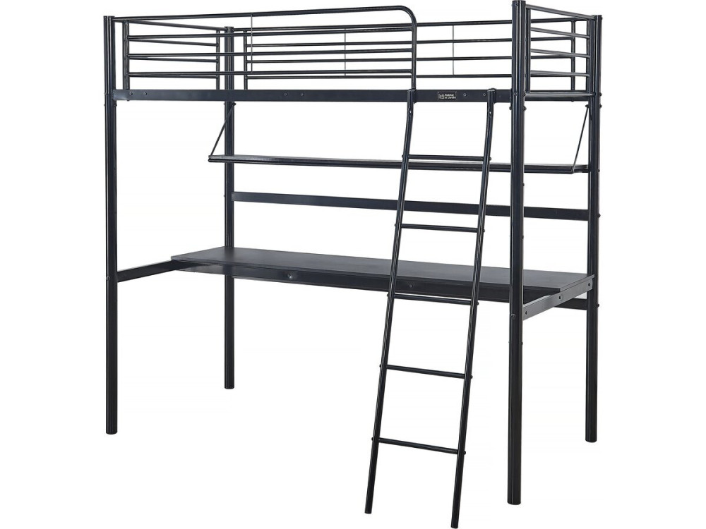 Lit mezzanine avec bureau "Alona" - 90 x 190 cm - Noir