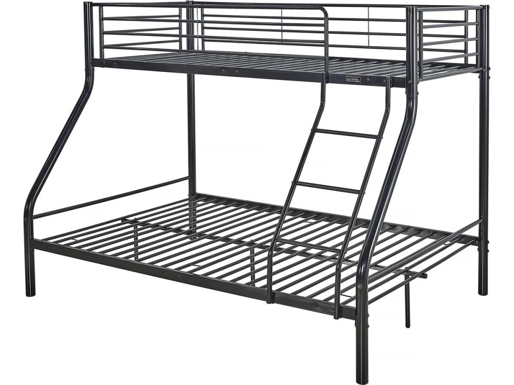 Lit superposé en métal "Leo" Sommiers inclus - 90/140 x 190 cm - Noir