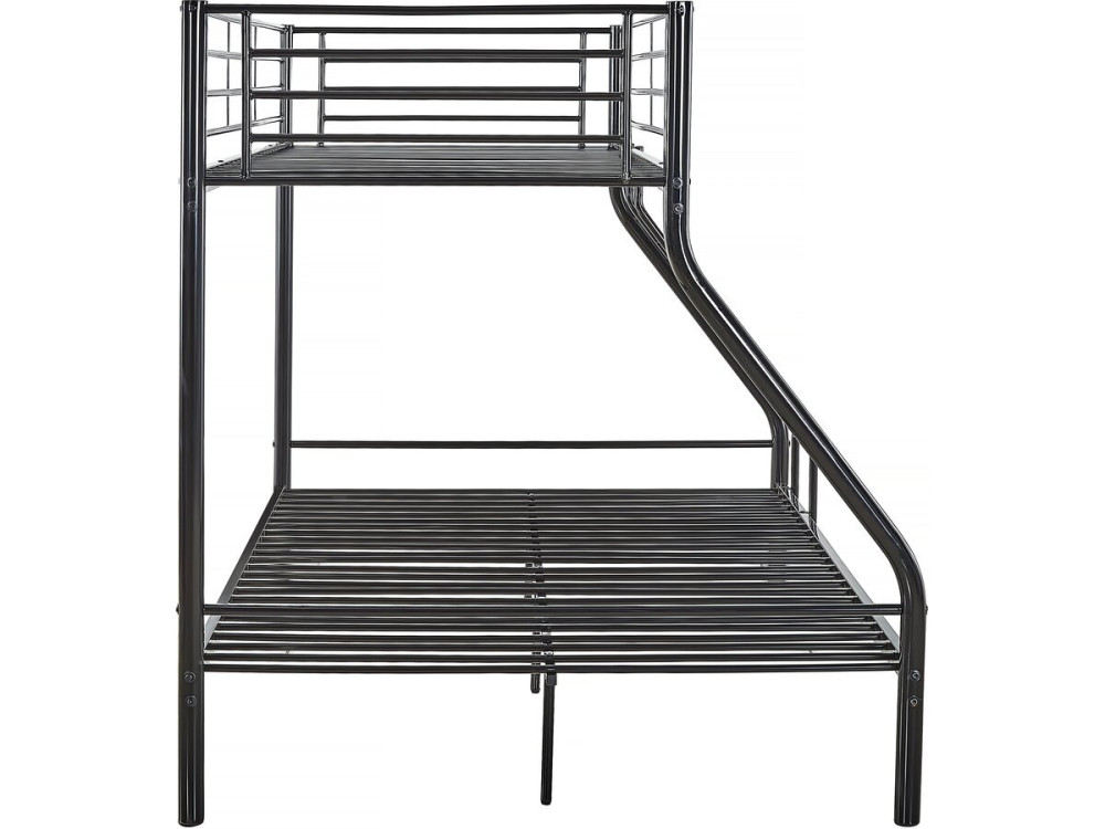 Lit superposé en métal "Leo" Sommiers inclus - 90/140 x 190 cm - Noir