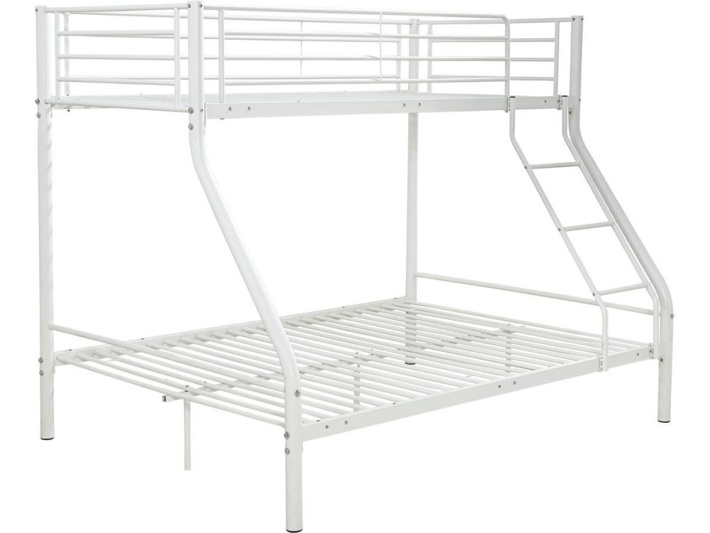 Lit superposé en métal "Leo" Sommiers inclus - 90/140 x 190 cm - Blanc