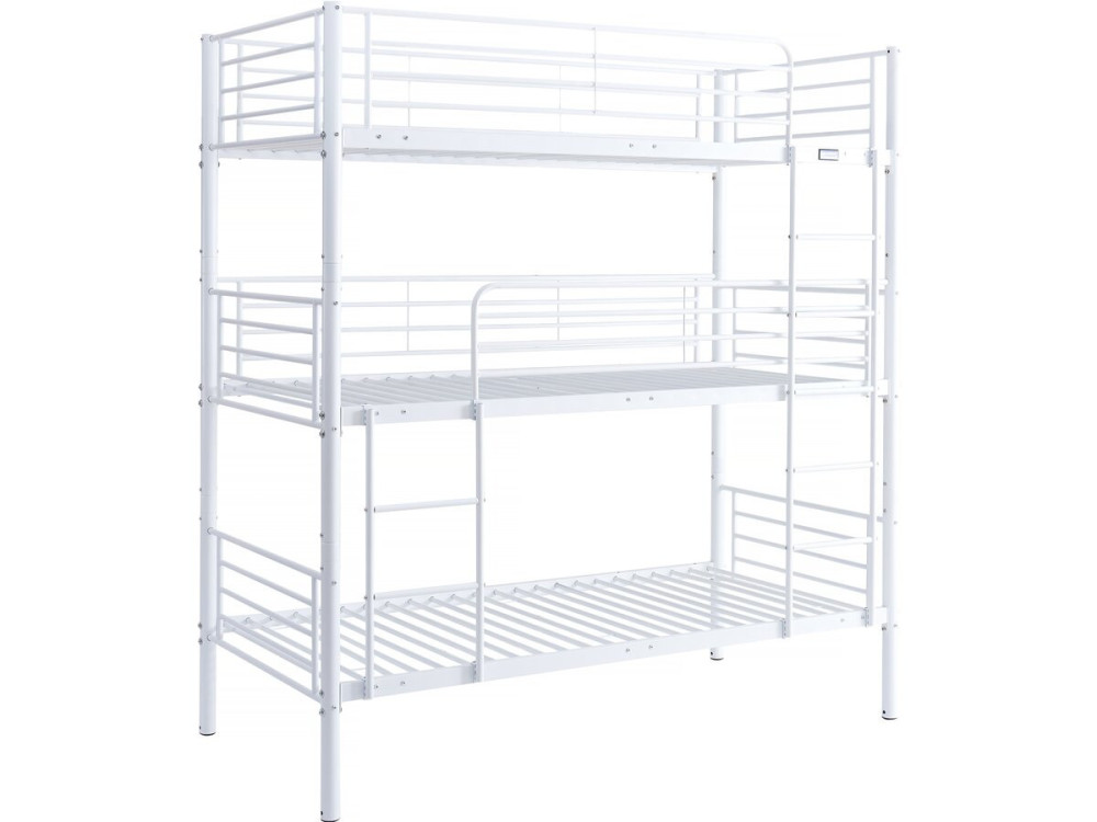 Lit triple superposé metal "Havin" - 90 x 190 cm - Blanc