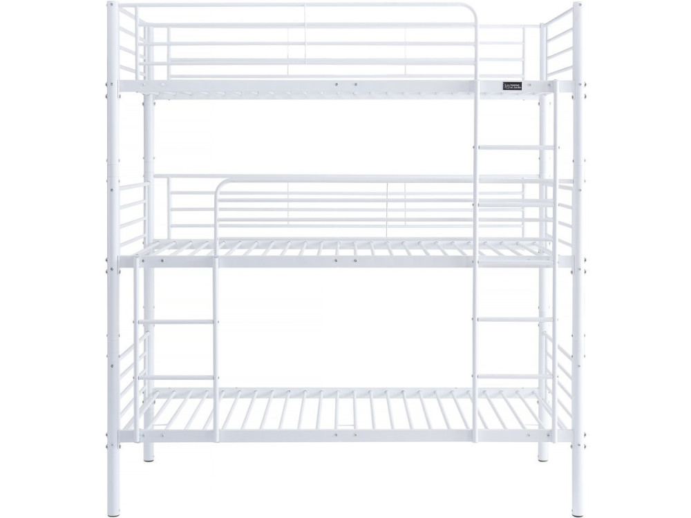 Lit triple superposé metal "Havin" - 90 x 190 cm - Blanc