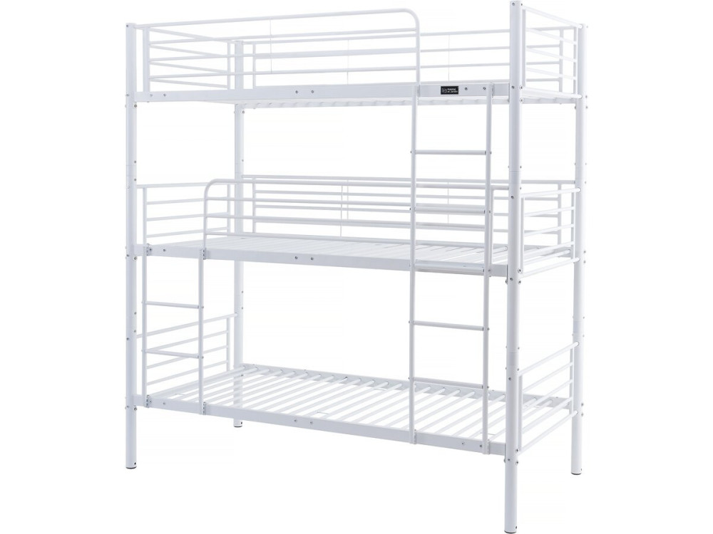 Lit triple superposé metal "Havin" - 90 x 190 cm - Blanc