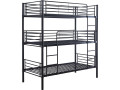 Lit triple superposé metal "Havin" - 90 x 190 cm - Blanc - Noir