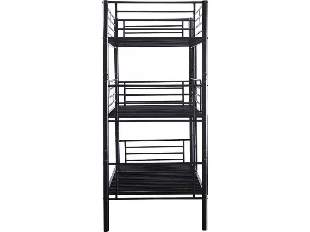 Lit superposé en métal triple "HAVIN" - 90 x 190 cm - Noir
