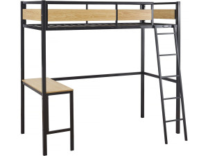 Lit mezzanine avec bureau “Ethan” - 90 x 190 cm - Noir