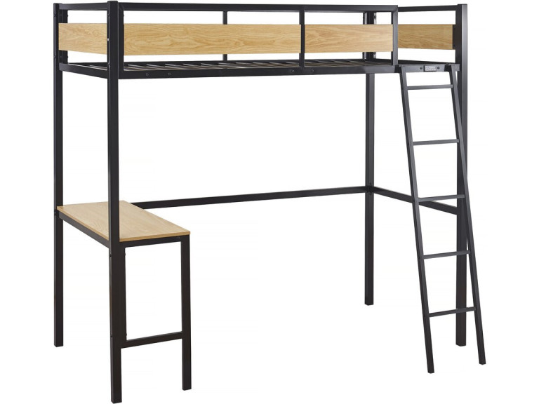 Lit mezzanine avec bureau “Ethan” - 90 x 190 cm - Noir