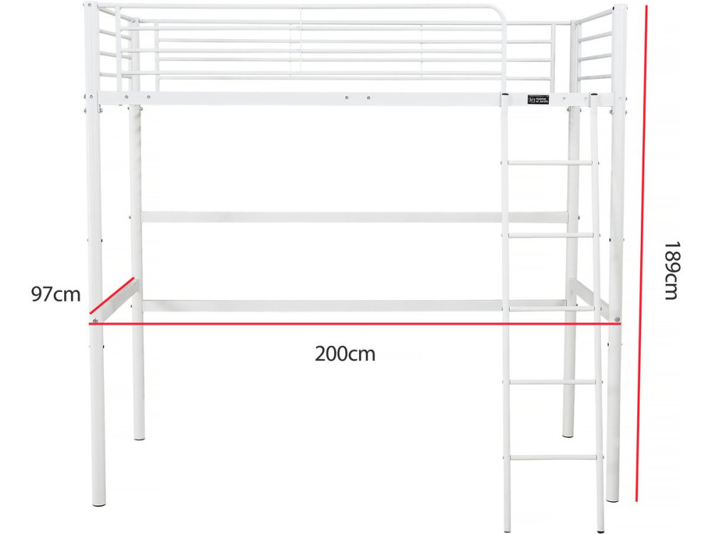 Lit mezzanine "Alora" - 90 x 190 cm - Blanc