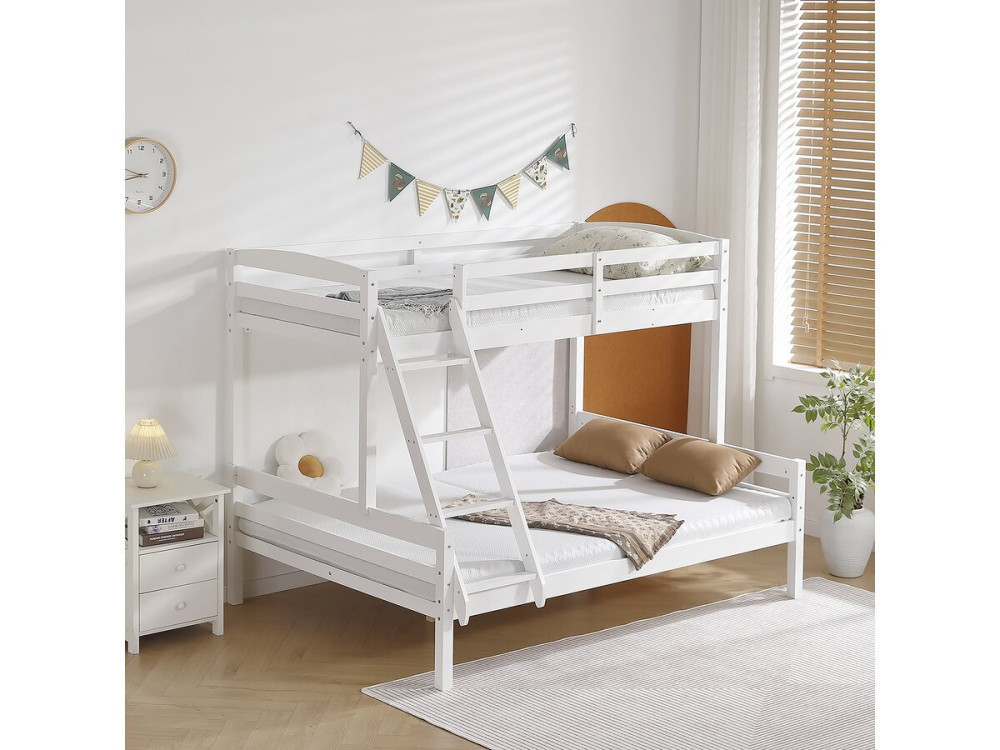 Lit Superposé en bois enfant  "Léa" - Blanc