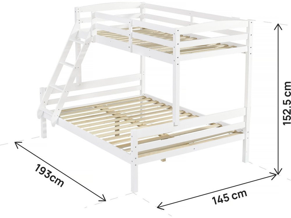 Lit Superposé en bois enfant  "Léa" - Blanc
