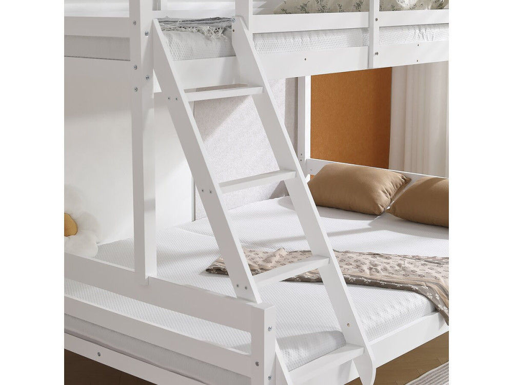 Lit Superposé en bois enfant  "Léa" - Blanc