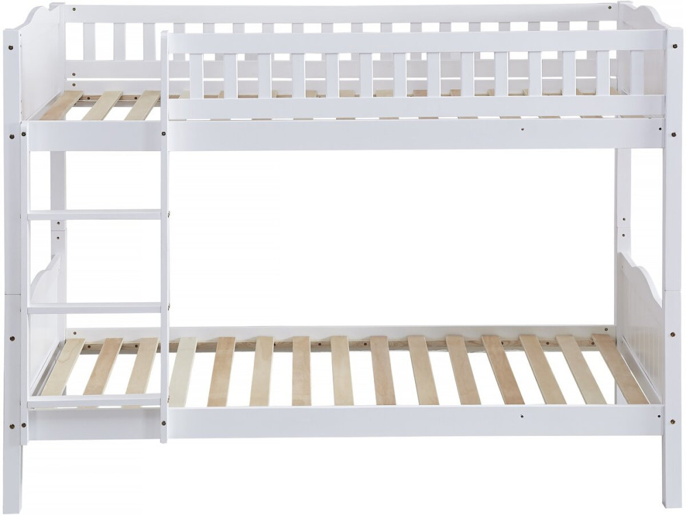 Lit superposé enfant "Gabriel" - Bois - Blanc - 90 x 190 cm