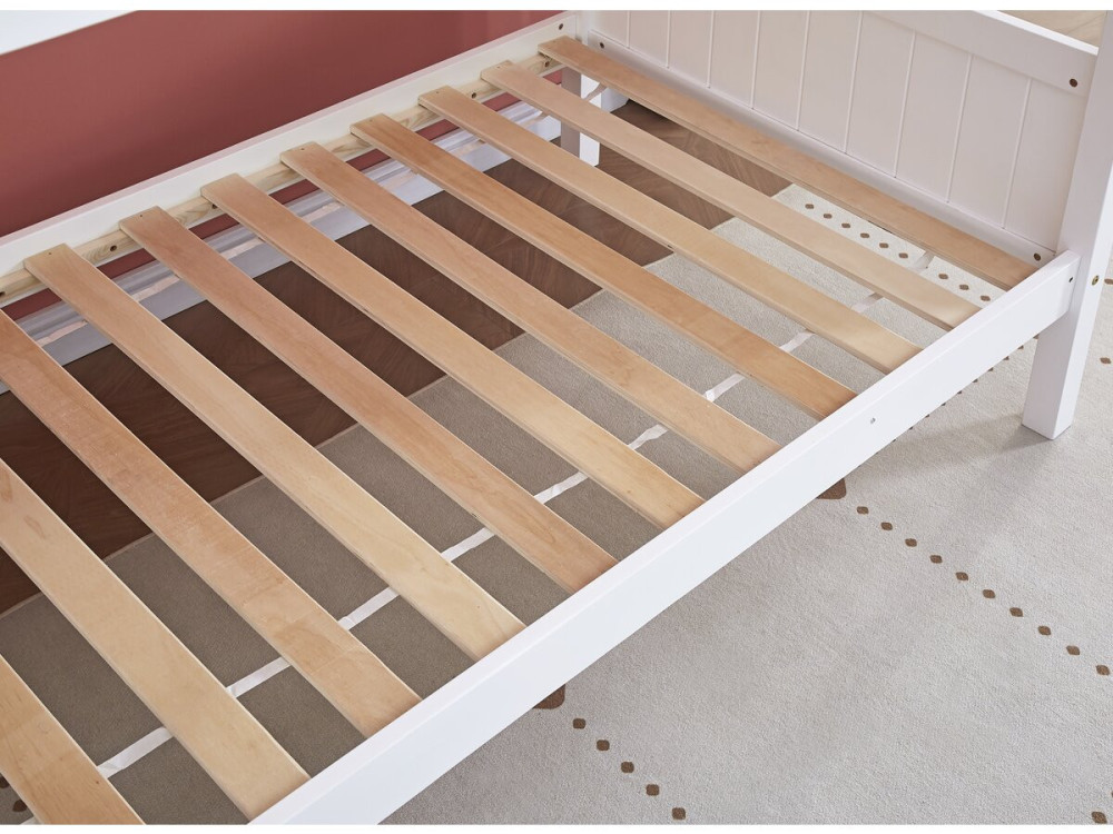 Lit superposé enfant "Gabriel" - Bois - Blanc - 90 x 190 cm