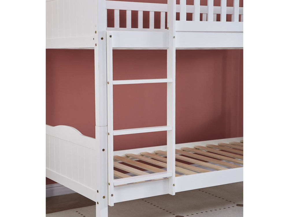 Lit superposé enfant "Gabriel" - Bois - Blanc - 90 x 190 cm
