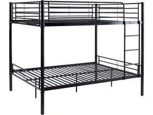 Lit superposé double "Adam" - Sommier inclus - 140 x 190 cm - Noir