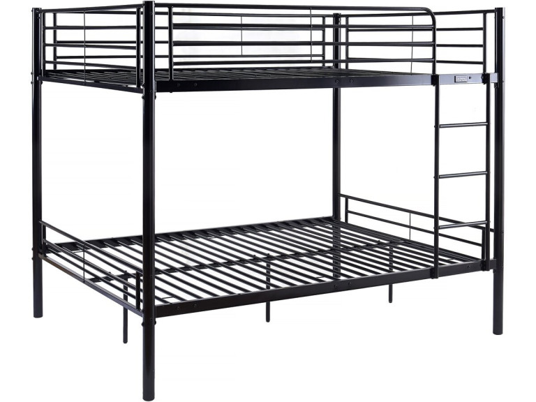 Lit superposé double "Adam" - Sommier inclus - 140 x 190 cm - Noir