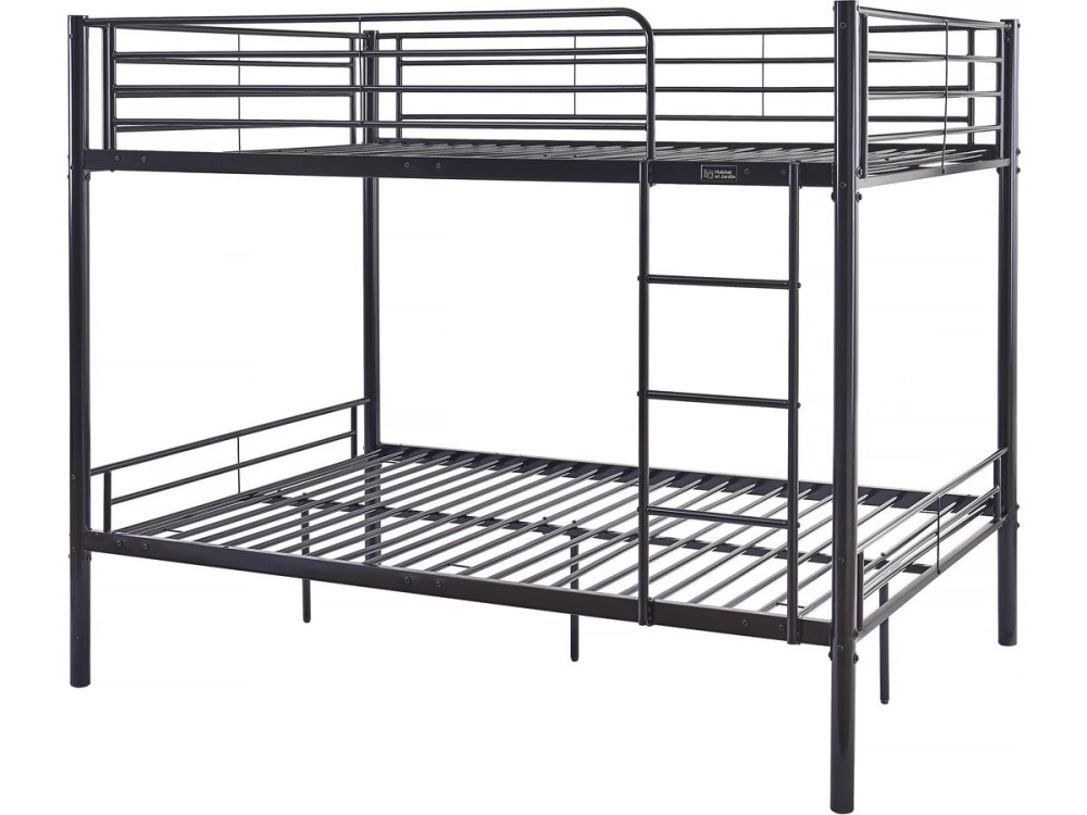 Lit superposé double "Adam" - Sommier inclus - 140 x 190 cm - Noir