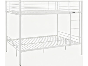 Lit double superposé avec sommier inclus "Adam" - 140 x 190 cm - Blanc