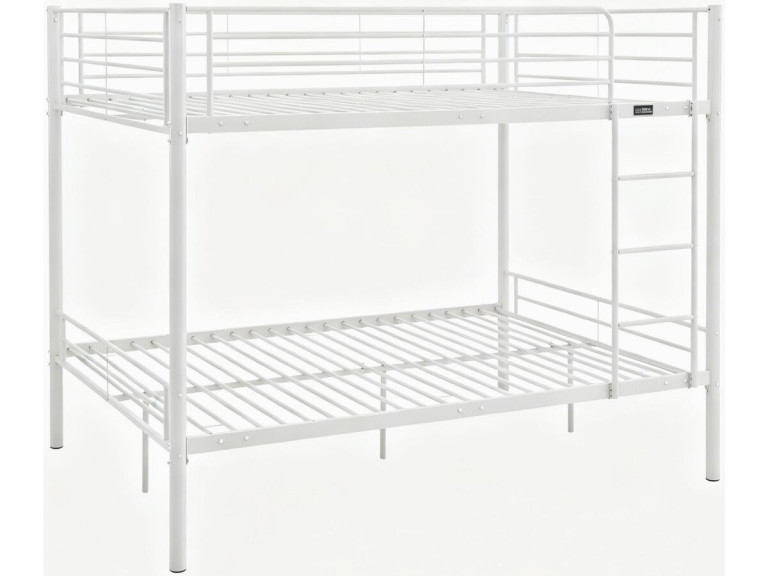 Lit double superposé avec sommier inclus "Adam" - 140 x 190 cm - Blanc