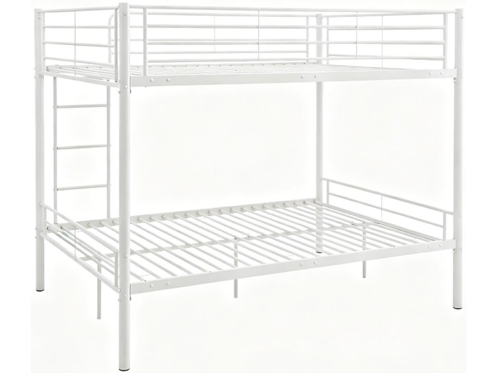 Lit double superposé avec sommier inclus "Adam" - 140 x 190 cm - Blanc