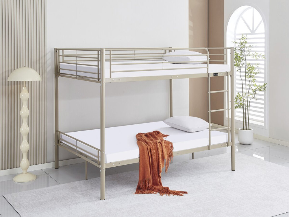 Lit double superposé avec sommier inclus "Adam" - 140 x 190 cm - Taupe