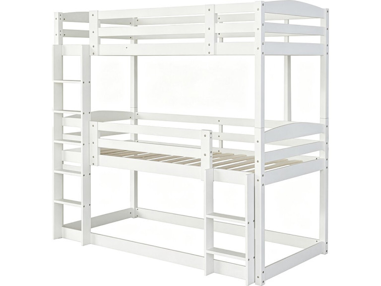 Lit superposé en bois avec escalier "Sephora" - 90 x 190 cm - Blanc