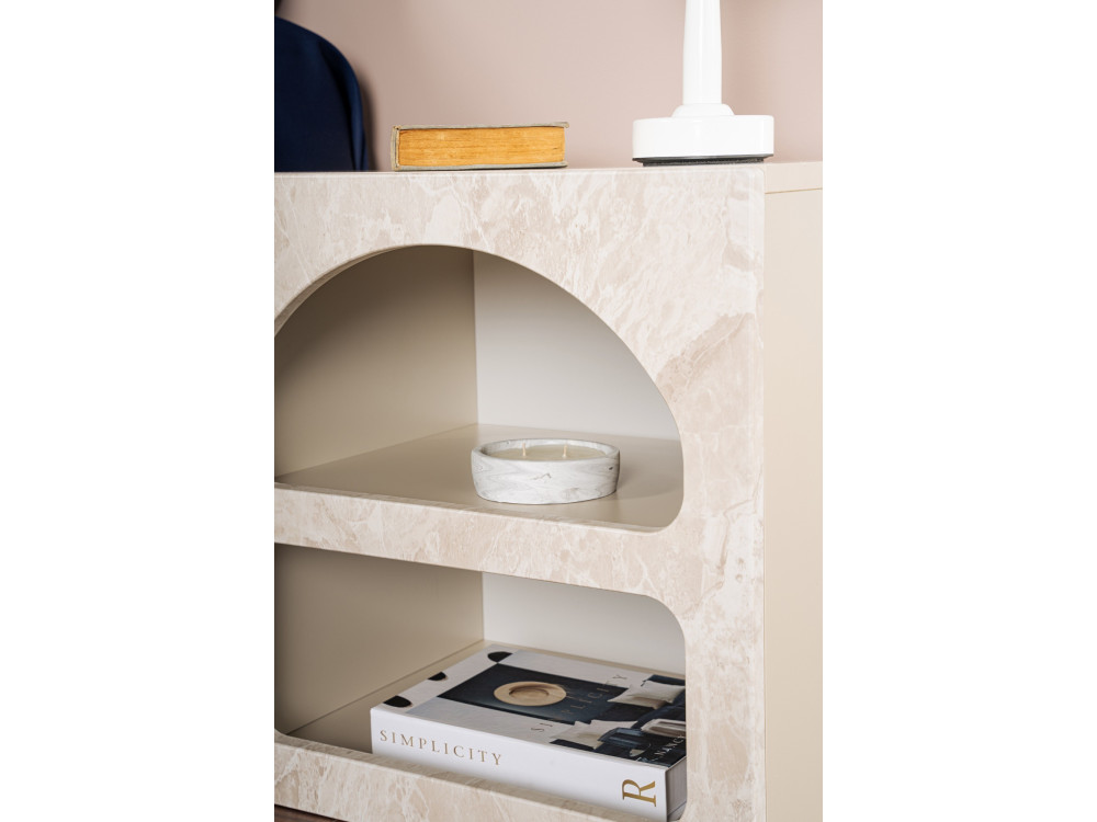 Table de chevet en bois "Lorin" 50 x 40 x 50 cm - marbre travertin