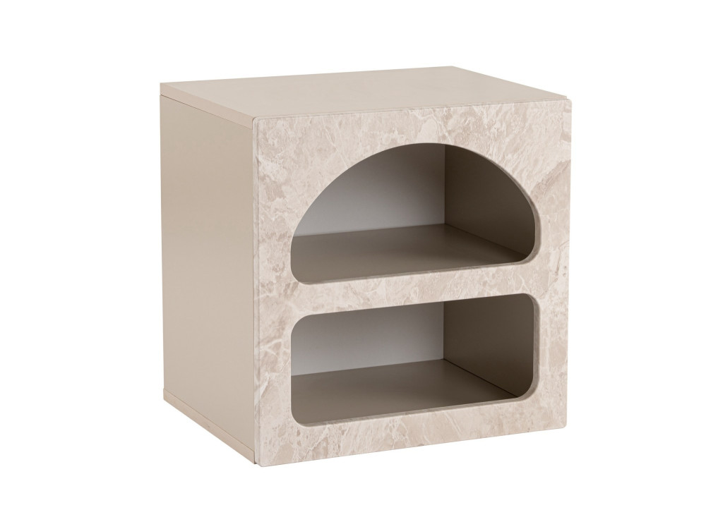 Table de chevet en bois "Lorin" 50 x 40 x 50 cm - marbre travertin