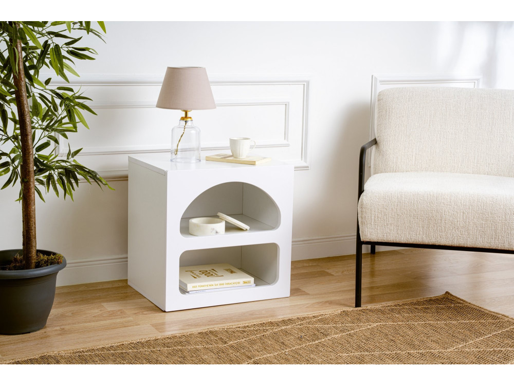 Table de chevet en bois "Lorin" 50 x 40 x 50 cm - Blanc