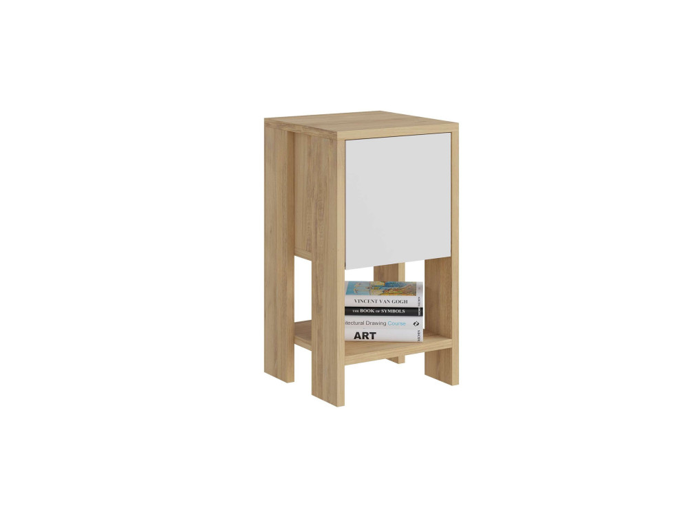 Table de chevet en bois "Ema" 30 x 30 x 55 cm - Chêne saphir