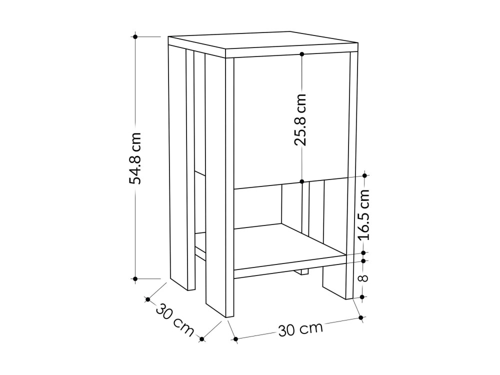 Table de chevet en bois "Ema" 30 x 30 x 55 cm - Chêne saphir