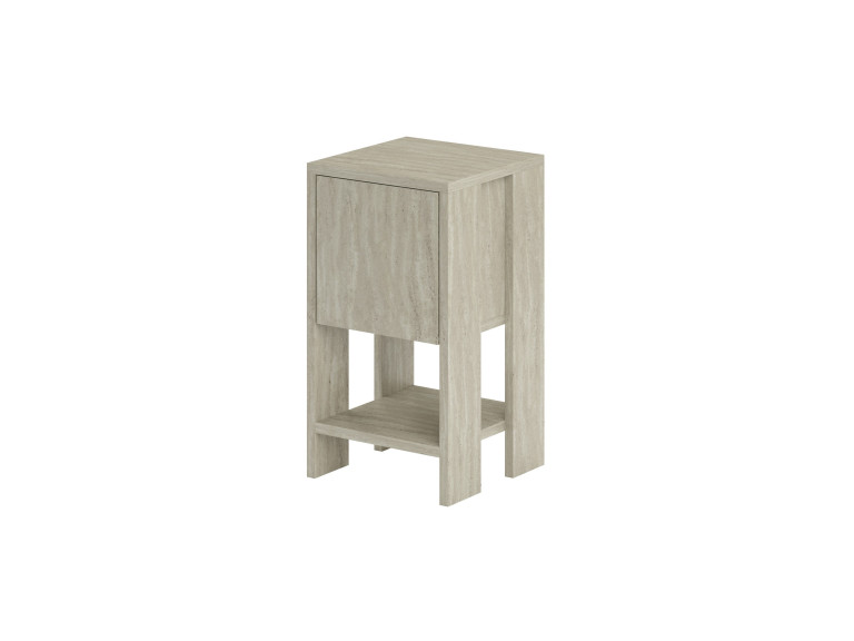 Table de chevet en bois "Ema" - 30 x 30 x 55 cm - Travertin