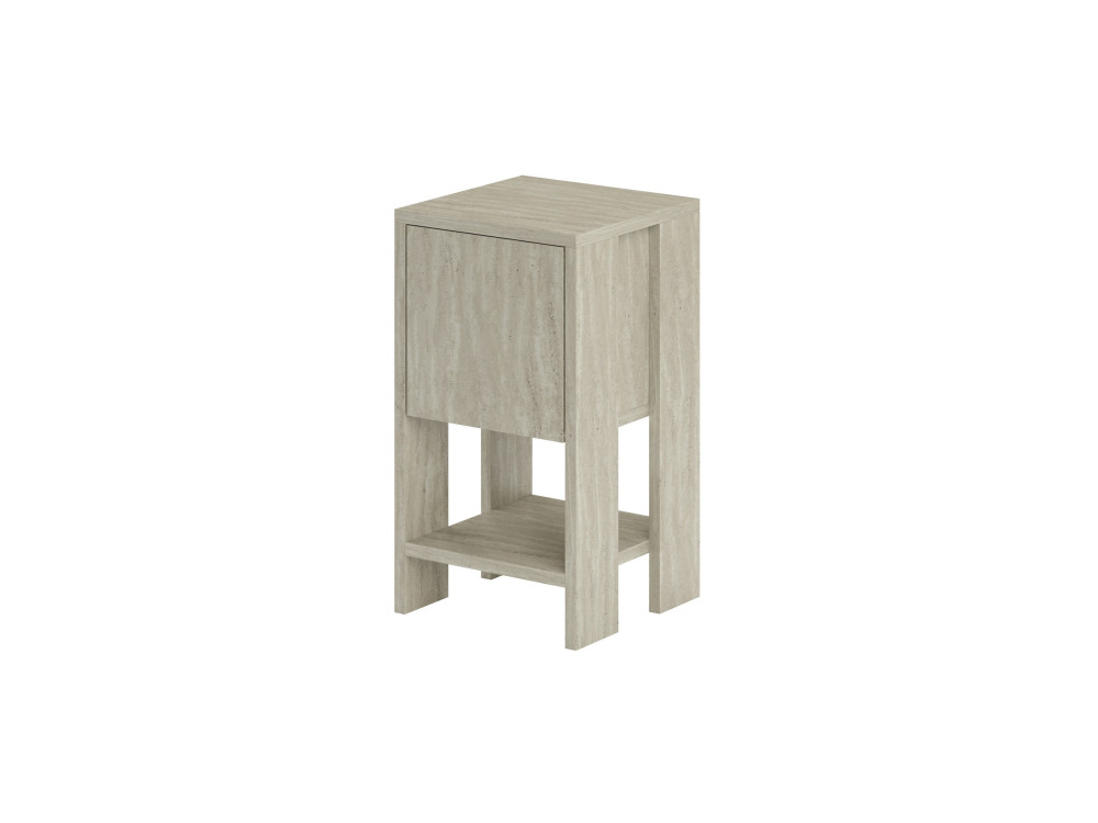 Table de chevet en bois "Ema" - 30 x 30 x 55 cm - Travertin