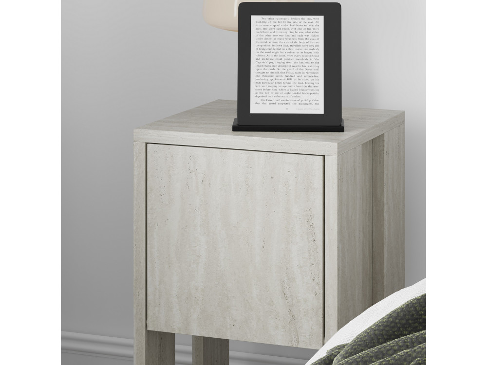 Table de chevet en bois "Ema" - 30 x 30 x 55 cm - Travertin