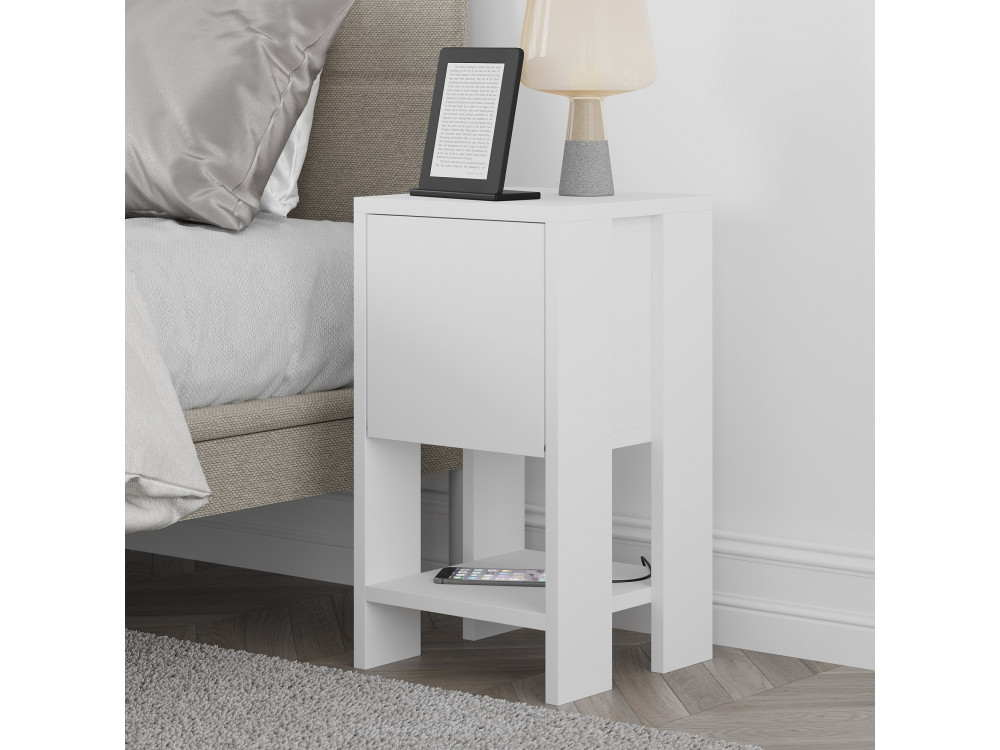Table de chevet en bois "Ema" 30 x 30 x 55 cm - Blanc