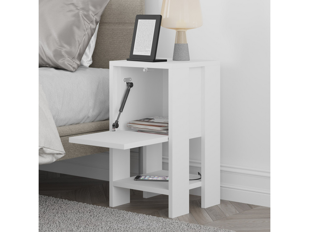 Table de chevet en bois "Ema" 30 x 30 x 55 cm - Blanc