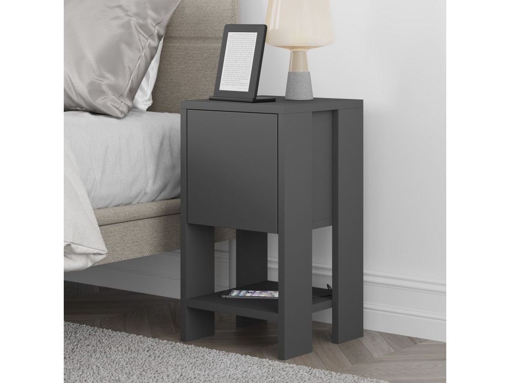 Table de chevet en bois "Ema" 30 x 30 x 55 cm - Anthracite