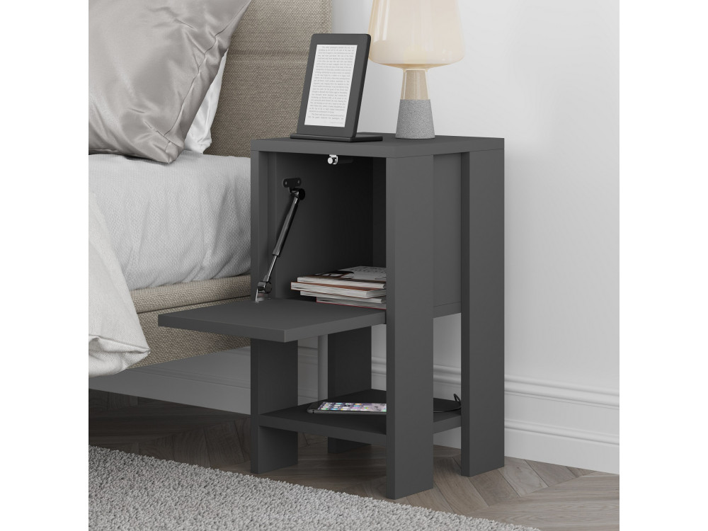 Table de chevet en bois "Ema" 30 x 30 x 55 cm - Anthracite