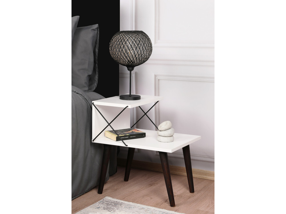 Table de chevet en bois "Cross" 50 x 40 x 55 cm - Blanc