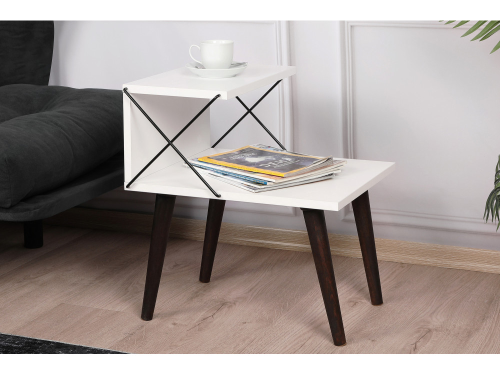 Table de chevet en bois "Cross" 50 x 40 x 55 cm - Blanc