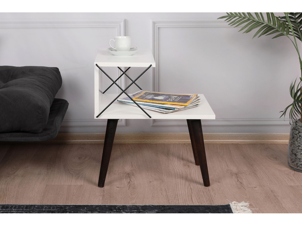 Table de chevet en bois "Cross" 50 x 40 x 55 cm - Blanc