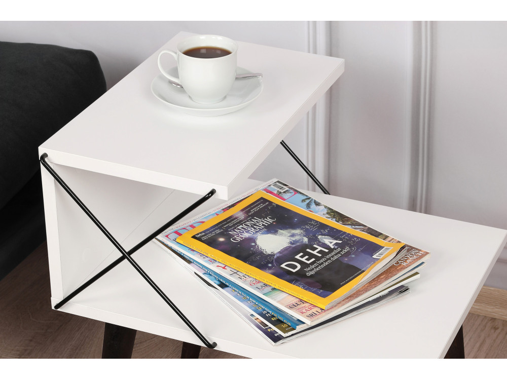Table de chevet en bois "Cross" 50 x 40 x 55 cm - Blanc