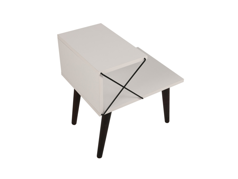 Table de chevet en bois "Cross" 50 x 40 x 55 cm - Blanc