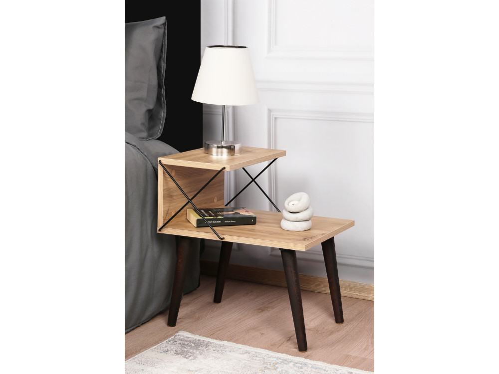 Table de chevet en bois "Cross" 50 x 40 x 55 cm - Pin