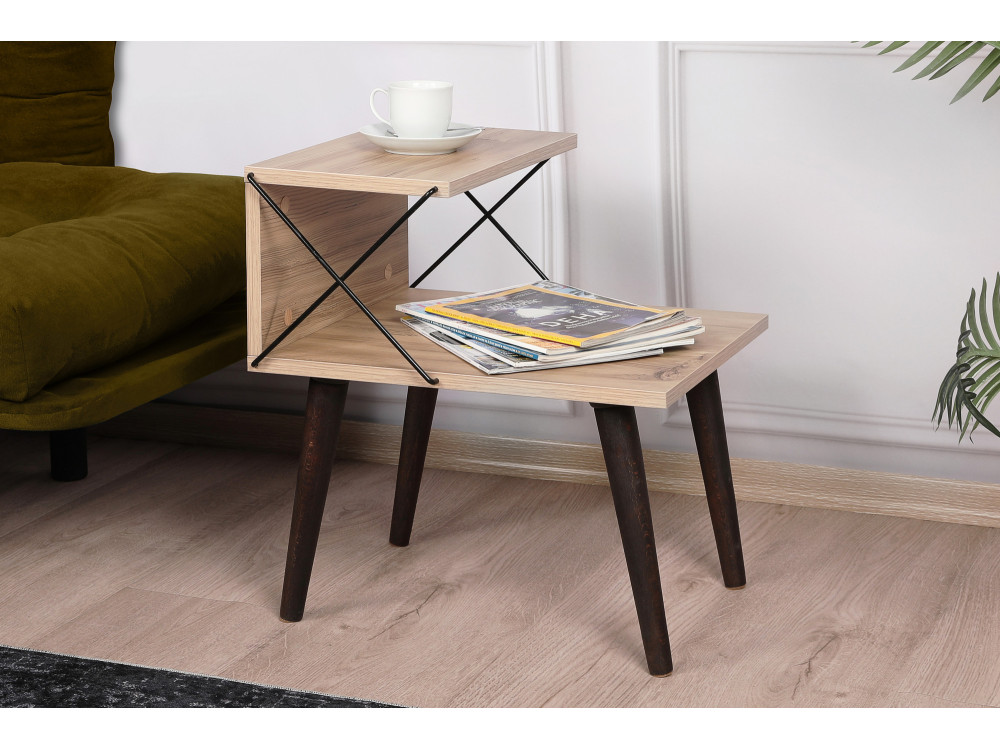 Table de chevet en bois "Cross" 50 x 40 x 55 cm - Pin