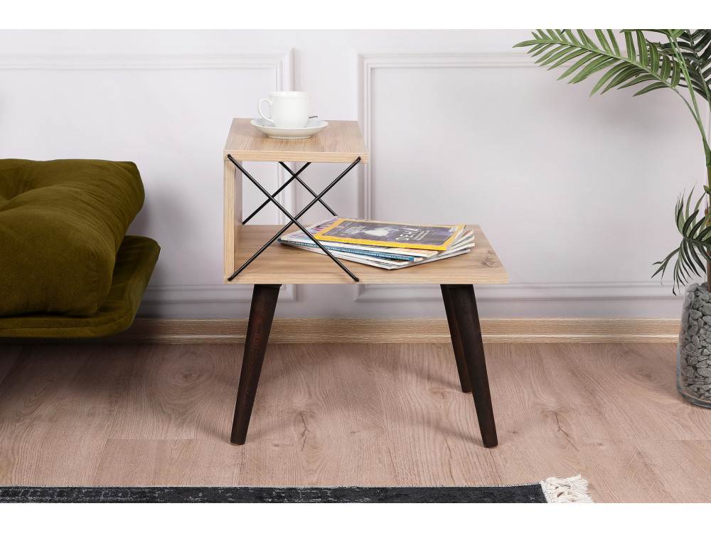 Table de chevet en bois "Cross" 50 x 40 x 55 cm - Pin